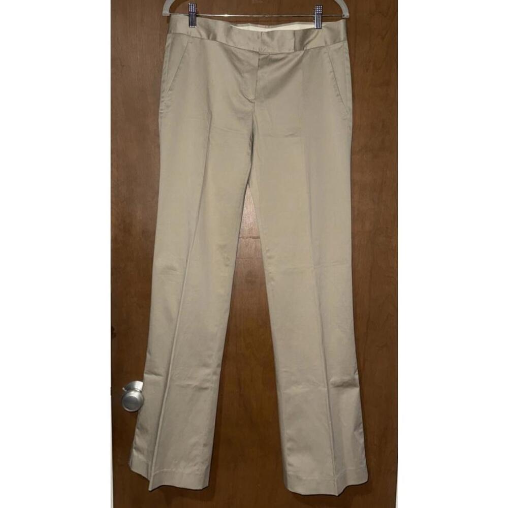 Theory Pants Womens 8 Beige Cotton Blend Wide Leg Trousers Career USA Old Money